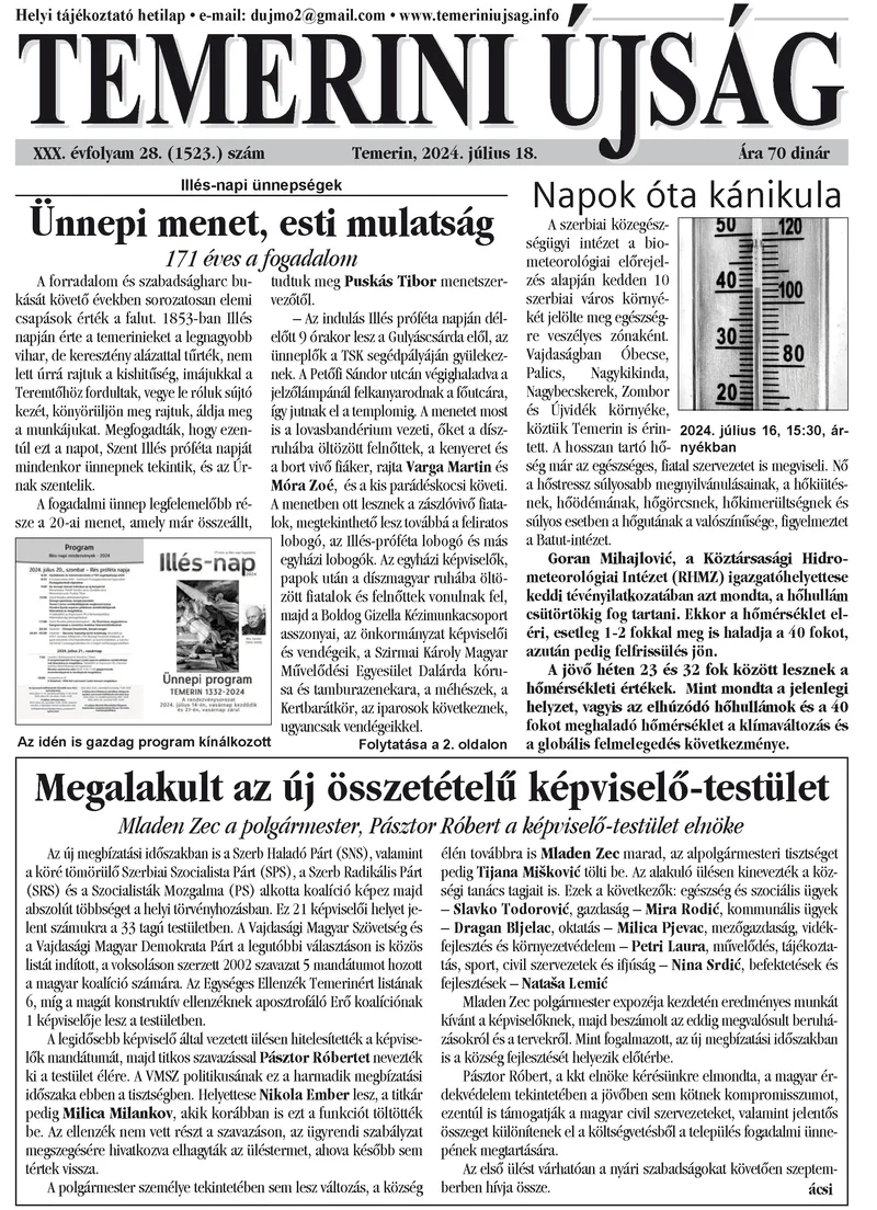Temerini Újság, 30. évf. 2024. július 18. 28. sz.