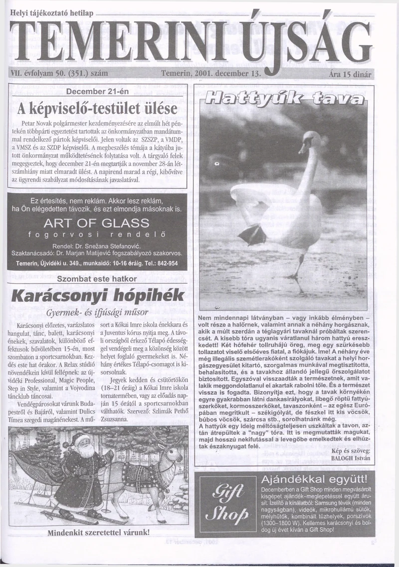 Temerini Újság, 7. évf. 2001. december 13. 50. sz.