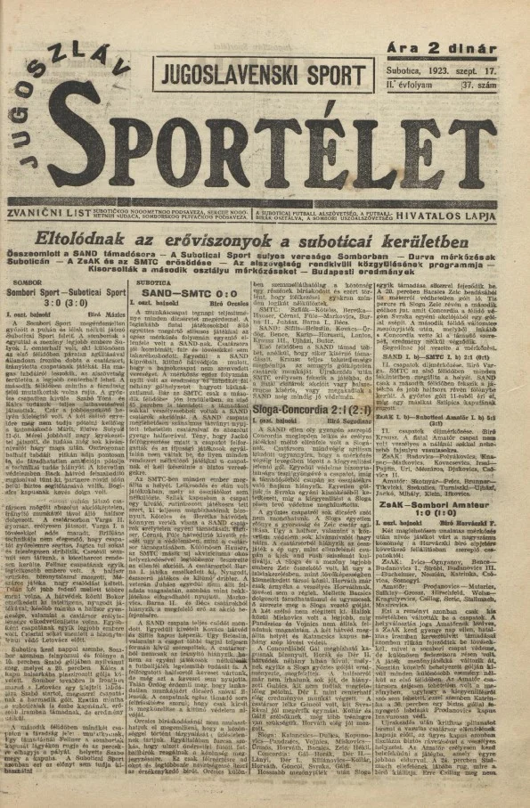 Jugoszláv sportélet, 2. évf. 1923. szeptember 17. 37. sz.