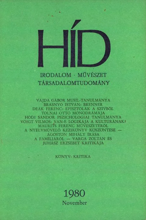 Híd, 44. évf. 1980. november. 11. sz. 1269–1404. oldal