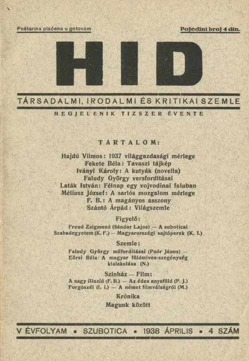 Híd, 5. évf. 1938. április. 4. sz. 85–124. oldal