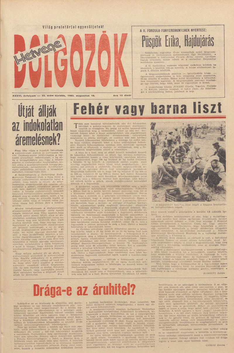 Dolgozók, 37. évf. 1983. augusztus 18. 33. sz.