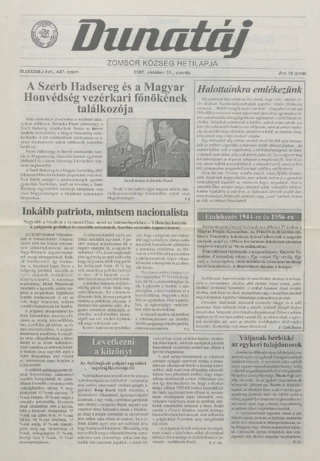 Dunatáj, 9. évf. 2007. október 31. 447. sz.