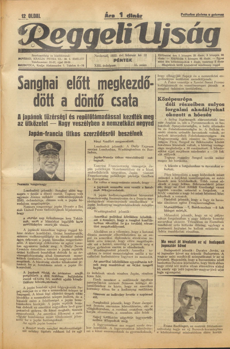 Reggeli Újság, 13. évf. 1932. február 12. 35. sz.