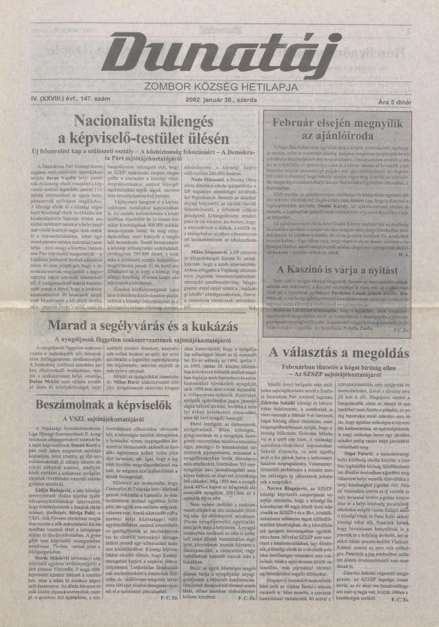 Dunatáj, 4. évf. 2002. január 30. 147. sz.