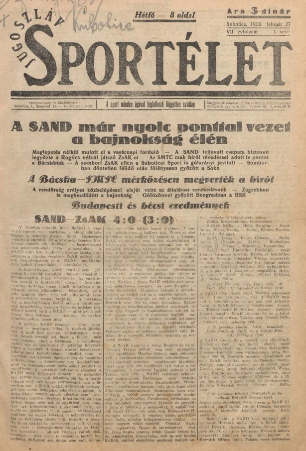 Jugoszláv sportélet, 7. évf. 1928. február 27. 4. sz.