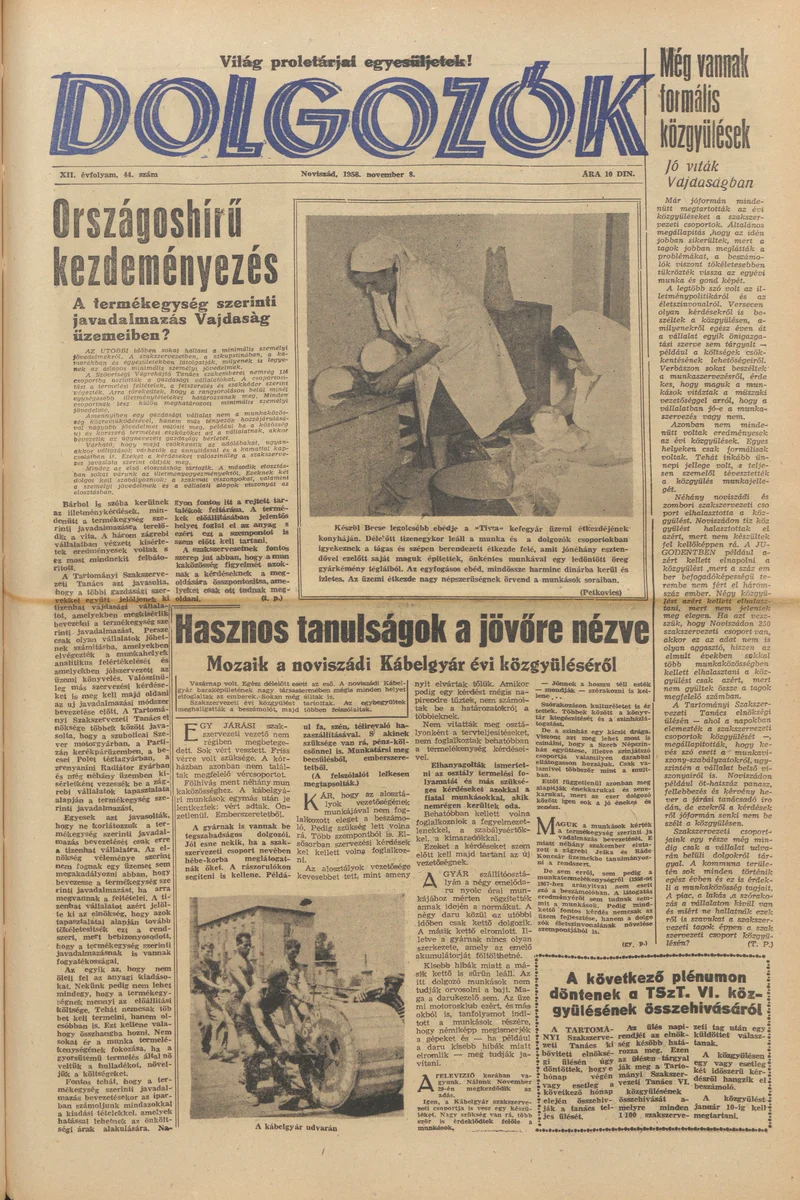 Dolgozók, 12. évf. 1958. november 8. 44. sz.
