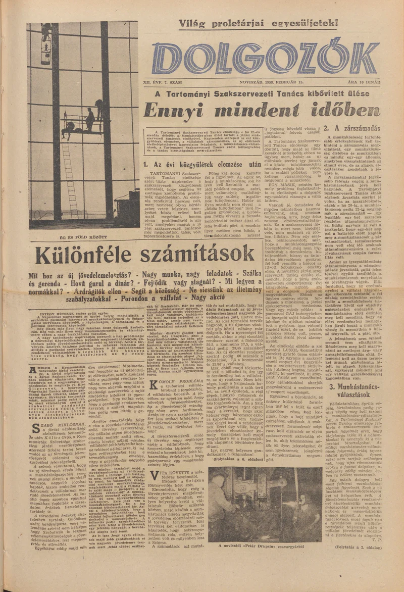Dolgozók, 12. évf. 1958. február 15. 7. sz.
