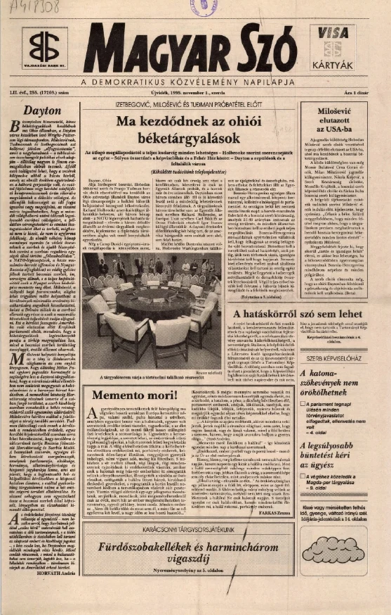 Magyar Szó, 52. évf. 1995. november 1. 255. sz. 1–16. oldal