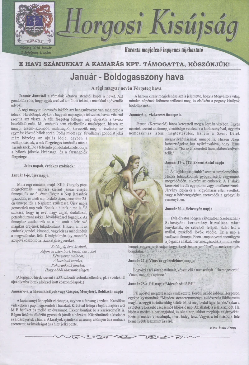 Horgosi Kisújság, 5. évf. 2010. január. 1. sz.