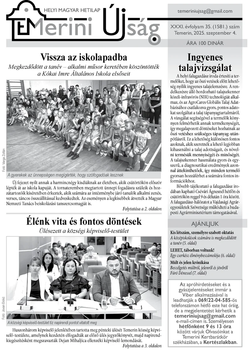 Temerini Újság, 31. évf. 2025. szeptember 4. 35. sz.