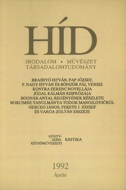 Híd, 56. évf. 1992. április. 4. sz. 233–328. oldal
