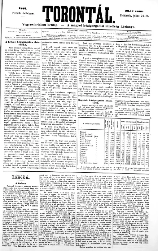 Torontál, 10. évf. 1881. július 21. 29. sz.