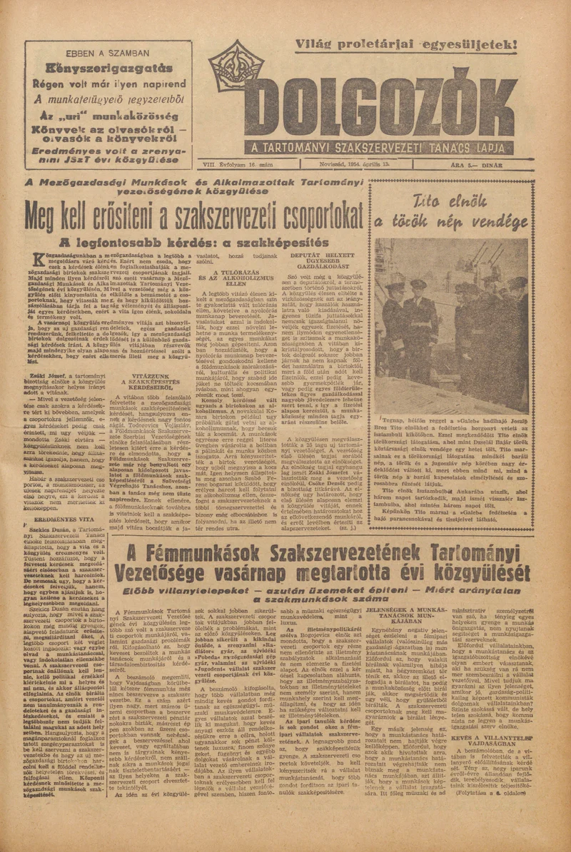 Dolgozók, 8. évf. 1954. április 13. 16. sz.