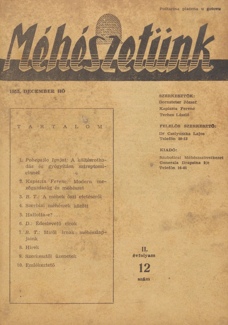 Méhészetünk, 2. évf. 1955. december 1. 12. sz.