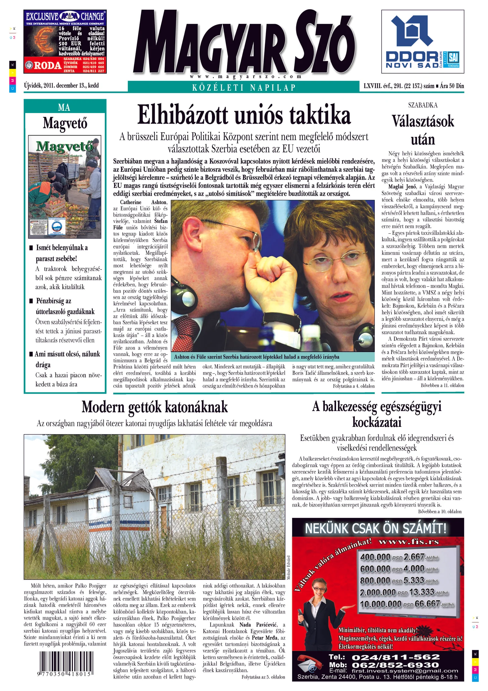 Magyar Szó, 68. évf. 2011. december 13. 291. sz. 1–20. oldal