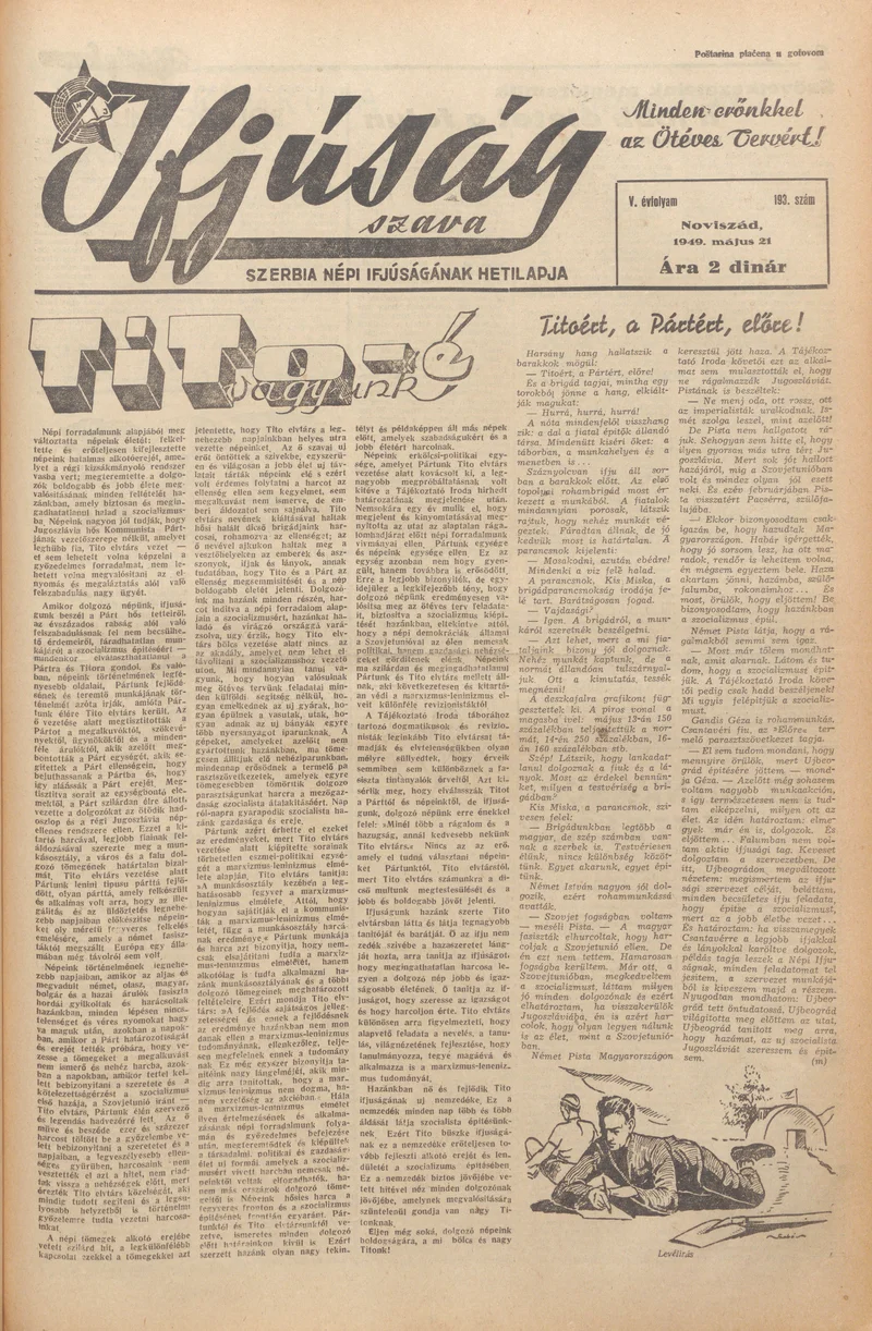 Ifjúság Szava, 5. évf. 1949. május 21. 193. sz.