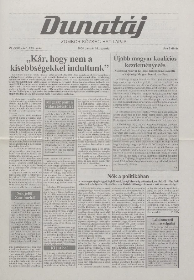 Dunatáj, 6. évf. 2004. január 14. 249. sz.