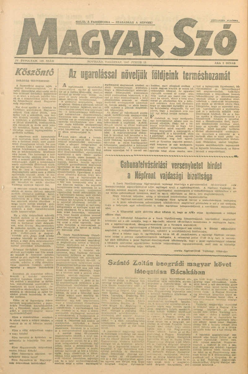 Magyar Szó, 4. évf. 1947. június 15. 149. sz. 1–8. oldal