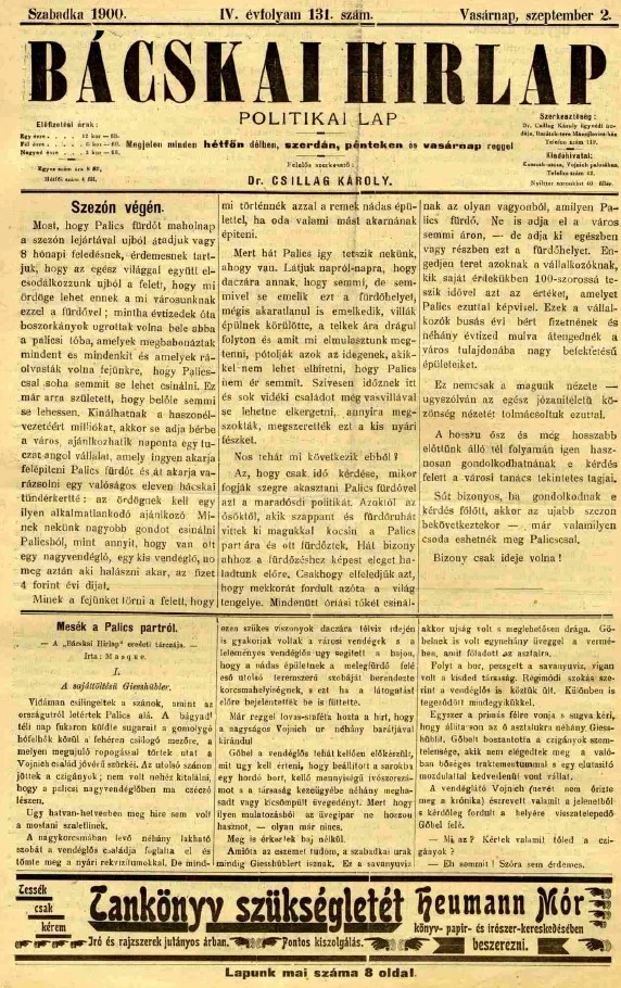 Bácskai Hirlap, 4. évf. 1900. szeptember 2. 131. sz.