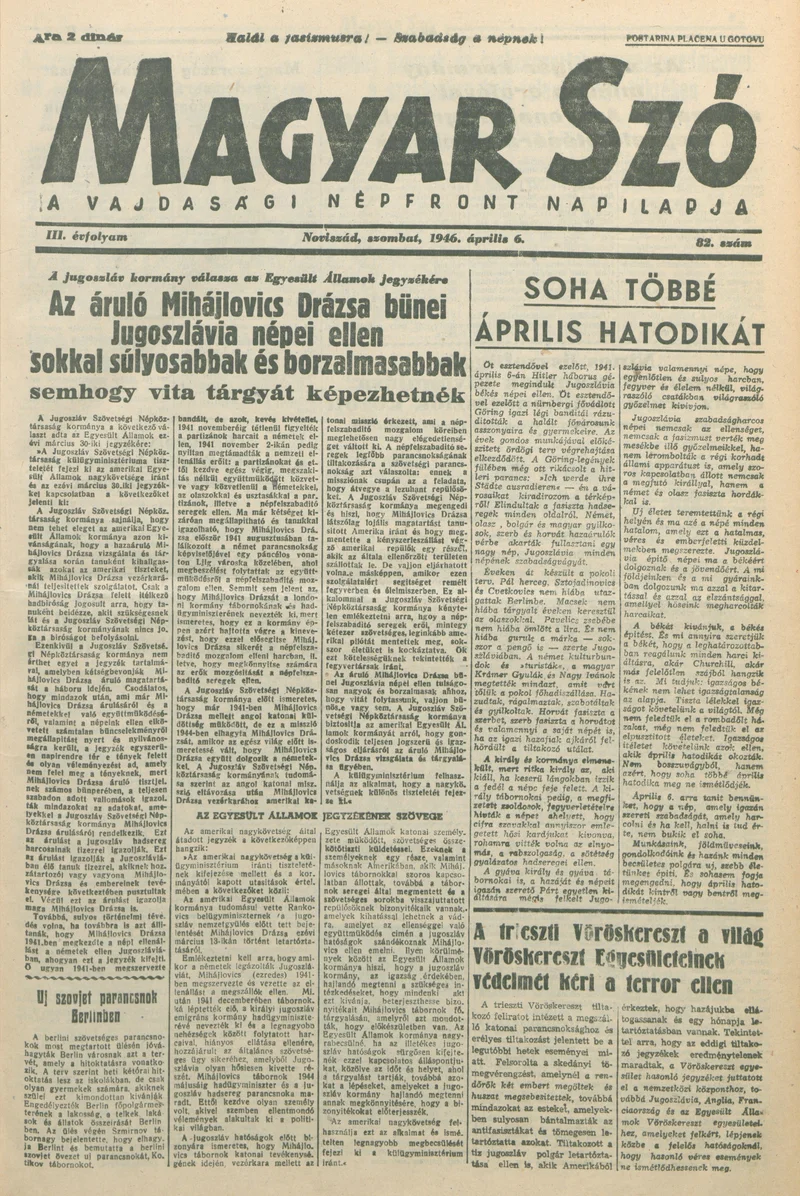 Magyar Szó, 3. évf. 1946. április 6. 82. sz. 1–6. oldal