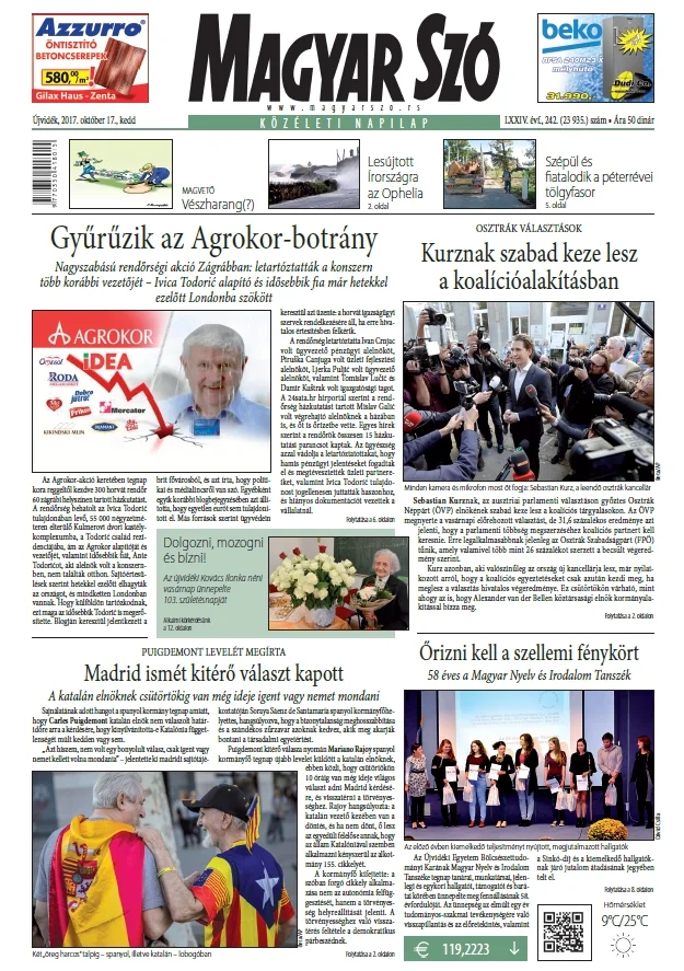 Magyar Szó, 74. évf. 2017. október 17. 242. sz. 1–20. oldal
