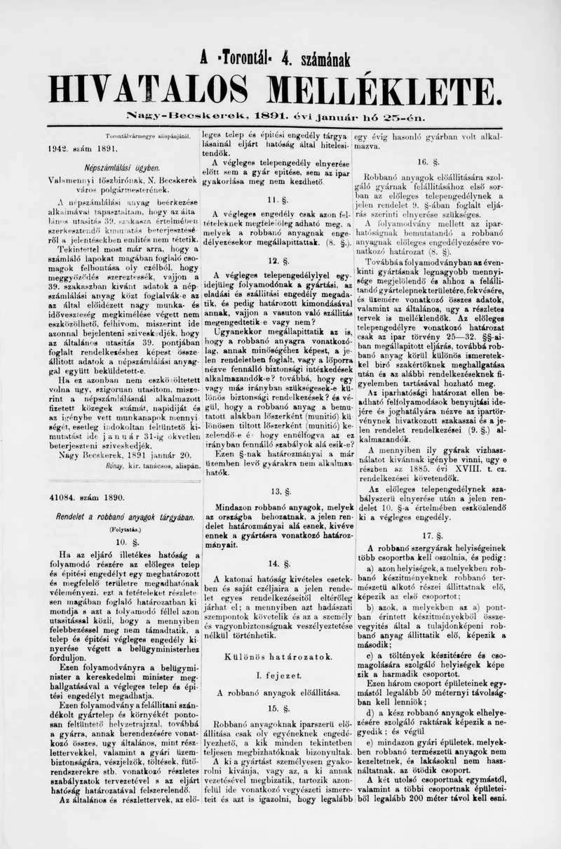 A Totontál  hivatalos melléklete, 4. évf. 1891. január 25. 4. sz.