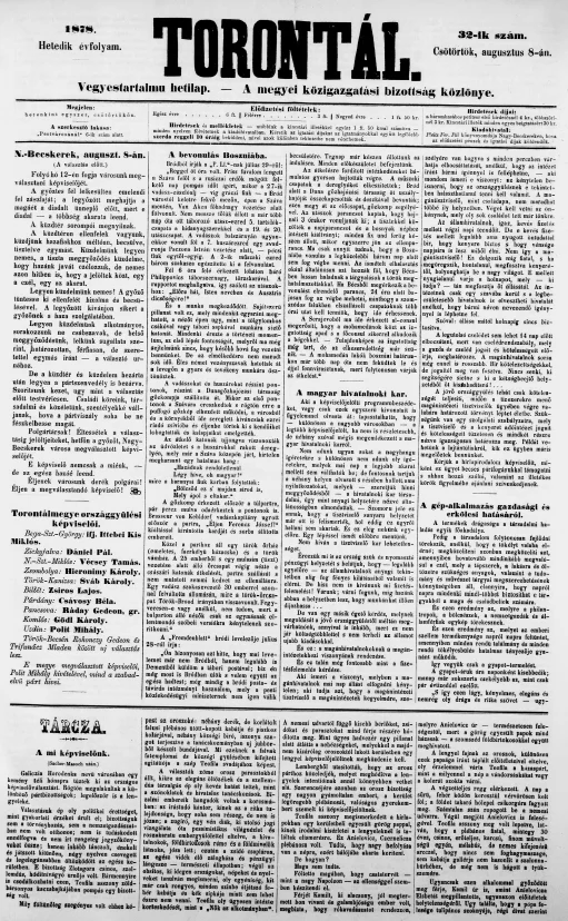 Torontál, 7. évf. 1878. augusztus 8. 32. sz.