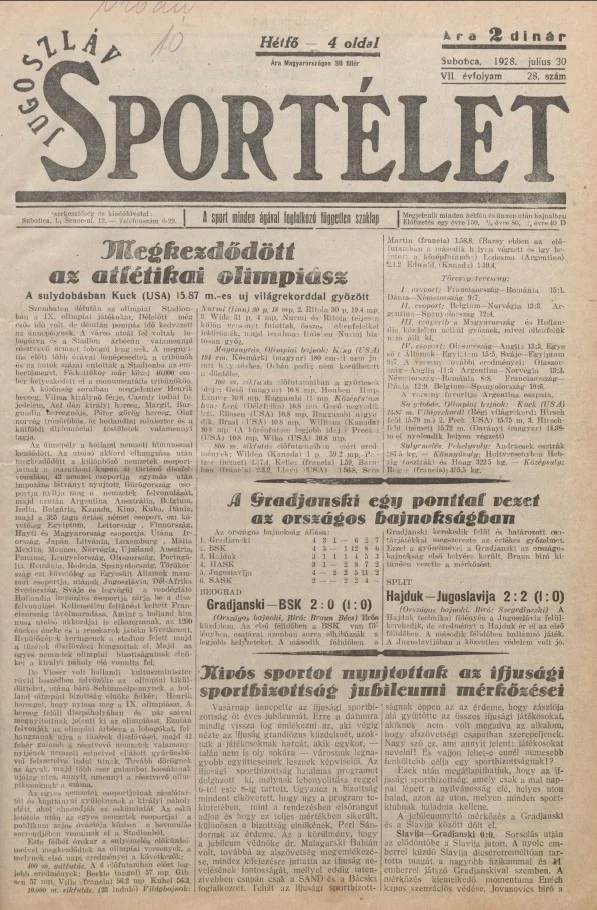 Jugoszláv sportélet, 7. évf. 1928. július 30. 28. sz.