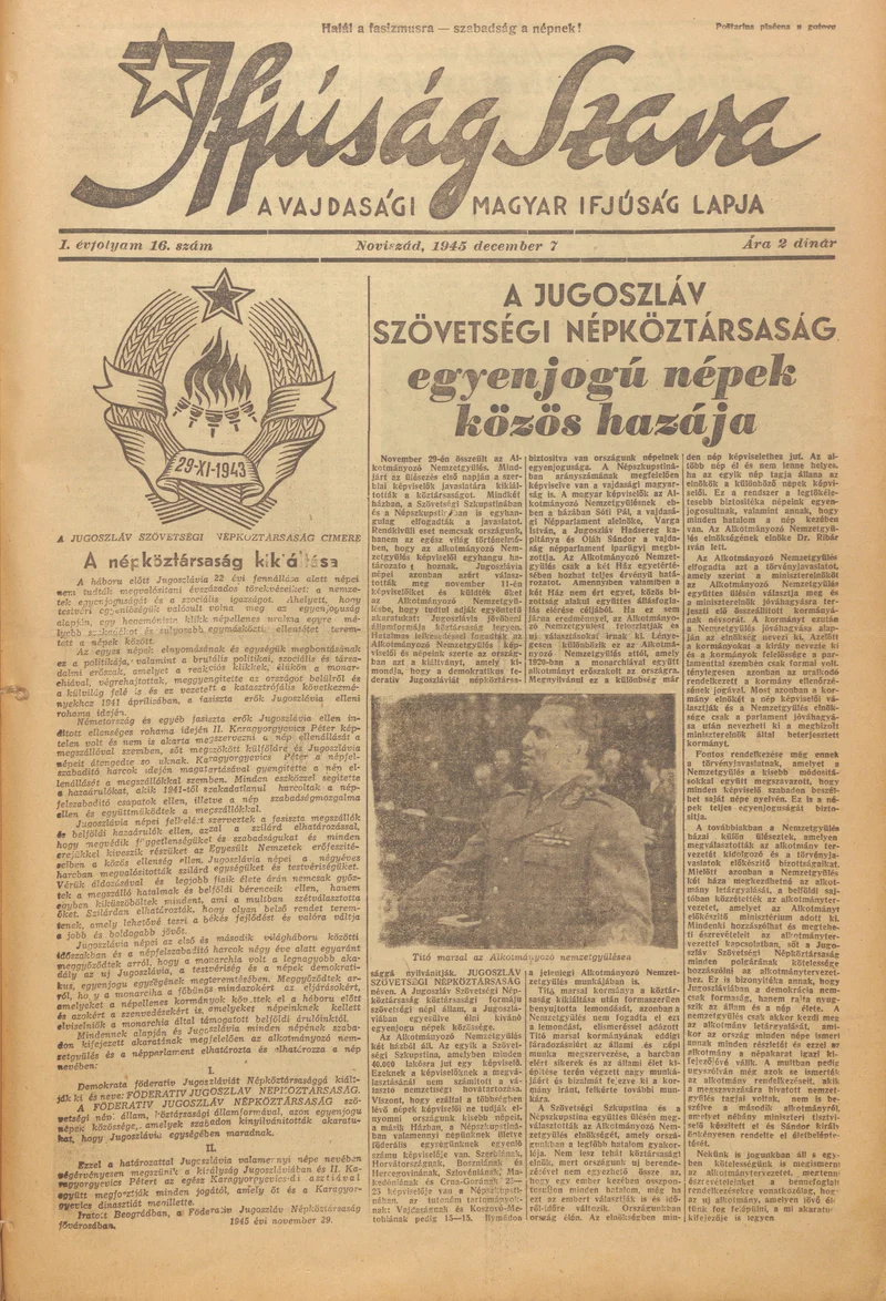Ifjúság Szava, 1. évf. 1945. december 7. 16. sz.