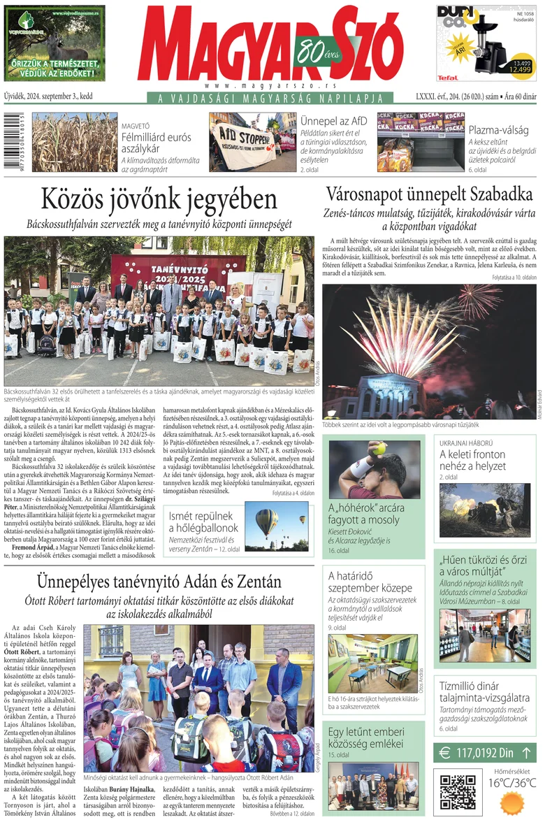 Magyar Szó, 81. évf. 2024. szeptember 3. 204. sz. 1–20. oldal
