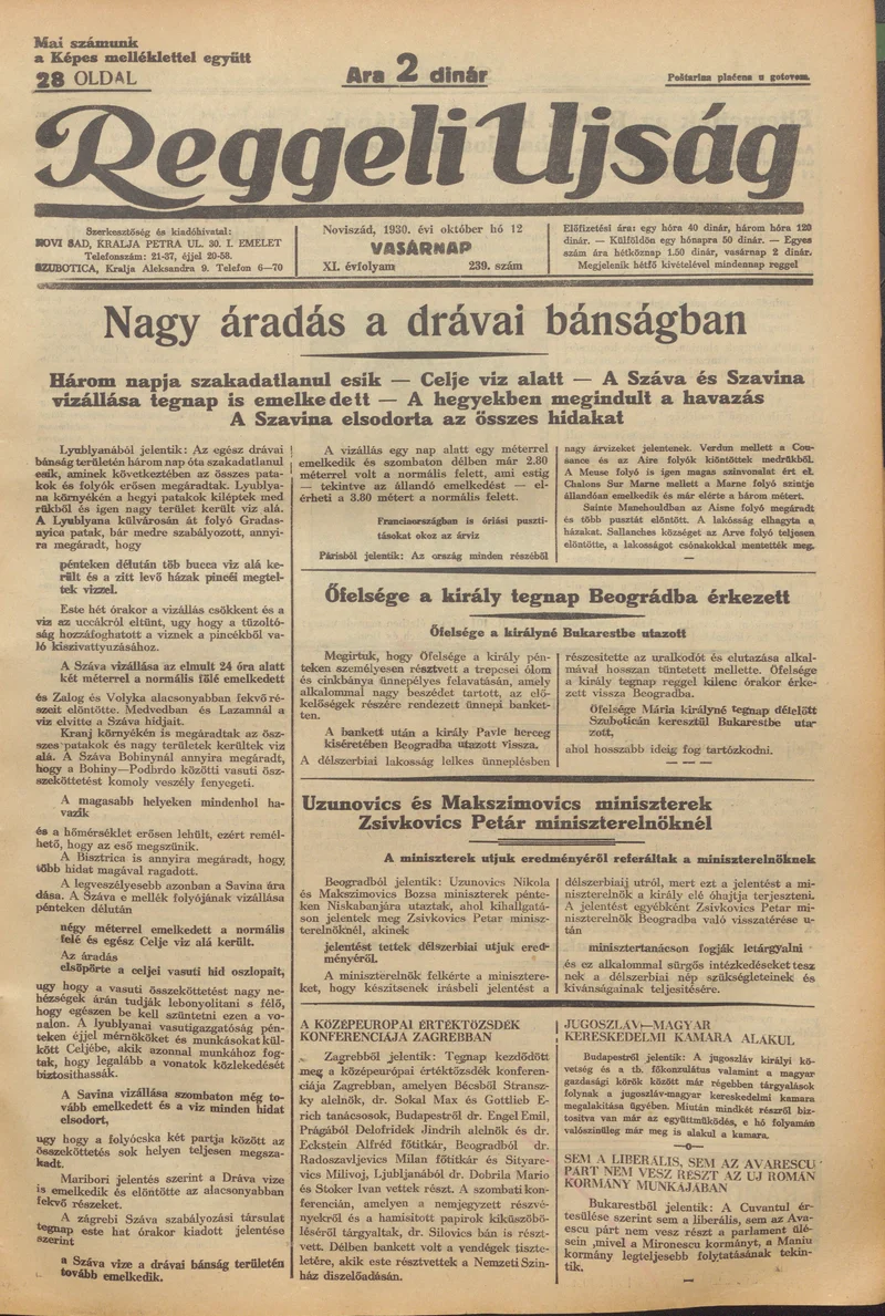 Reggeli Újság, 11. évf. 1930. október 12. 239. sz.