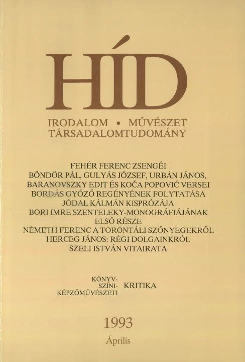 Híd, 57. évf. 1993. április. 4. sz. 197–292. oldal