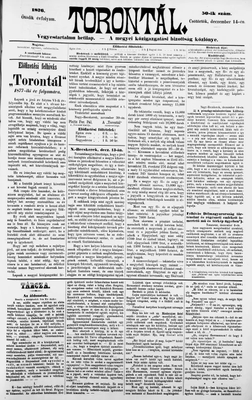 Torontál, 5. évf. 1876. december 14. 50. sz.