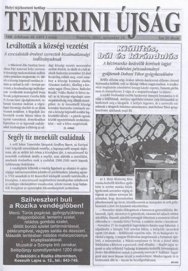 Temerini Újság, 8. évf. 2002. november 28. 48. sz.