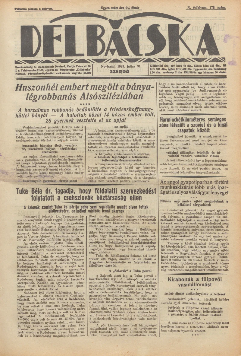 Délbácska, 10. évf. 1929. július 31. 176. sz.