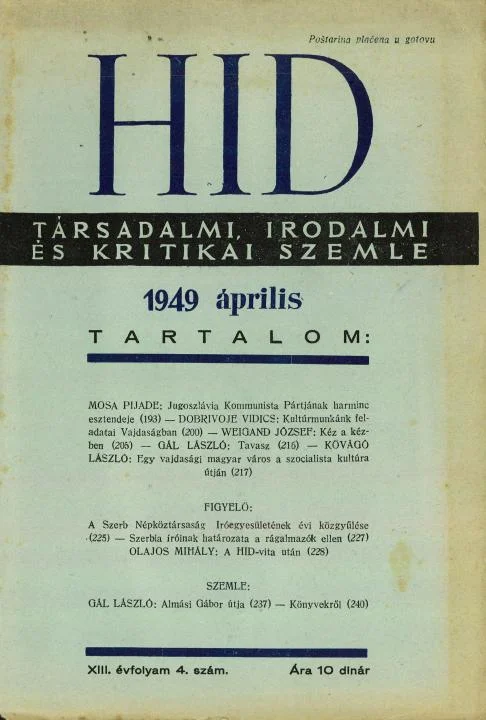 Híd, 13. évf. 1949. április. 4. sz. 192–240. oldal