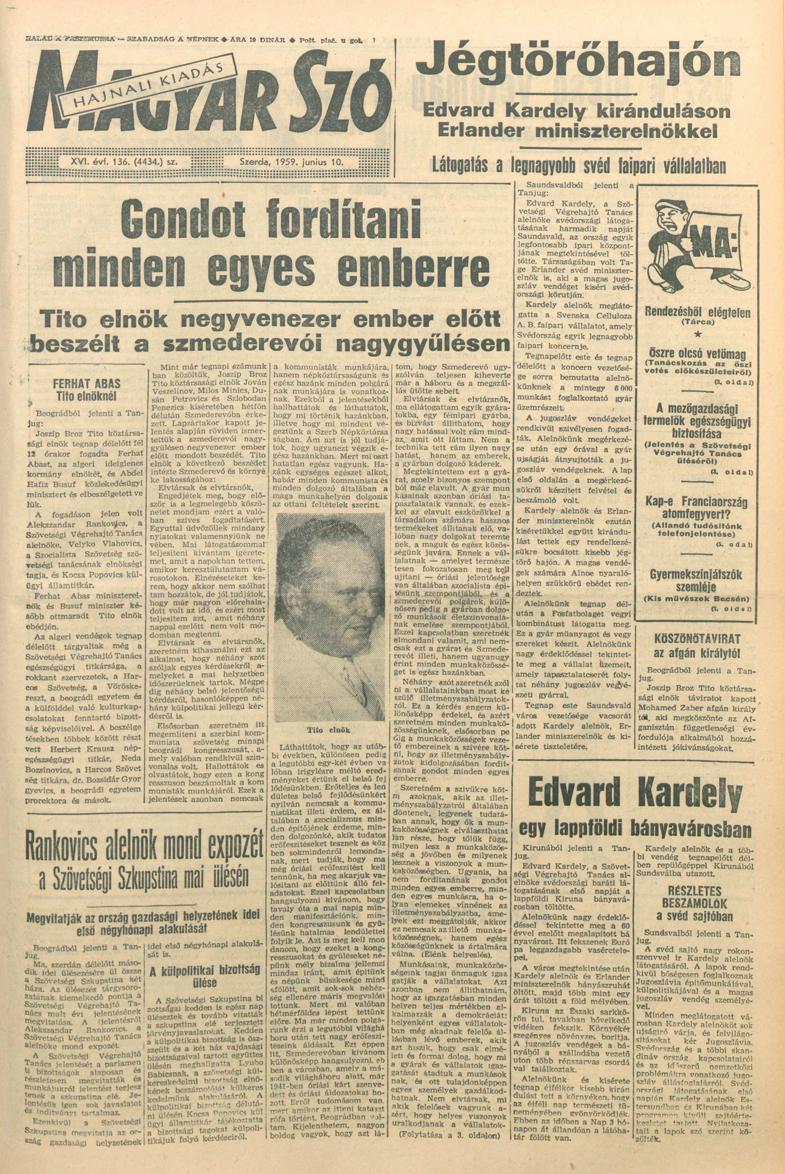 Magyar Szó, 16. évf. 1959. június 10. 136. sz. 1–20. oldal