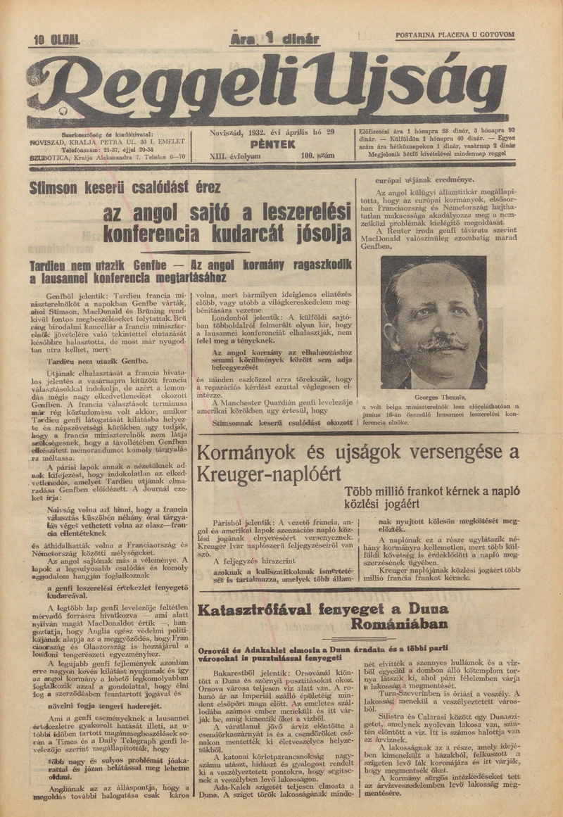 Reggeli Újság, 13. évf. 1932. április 29. 100. sz.