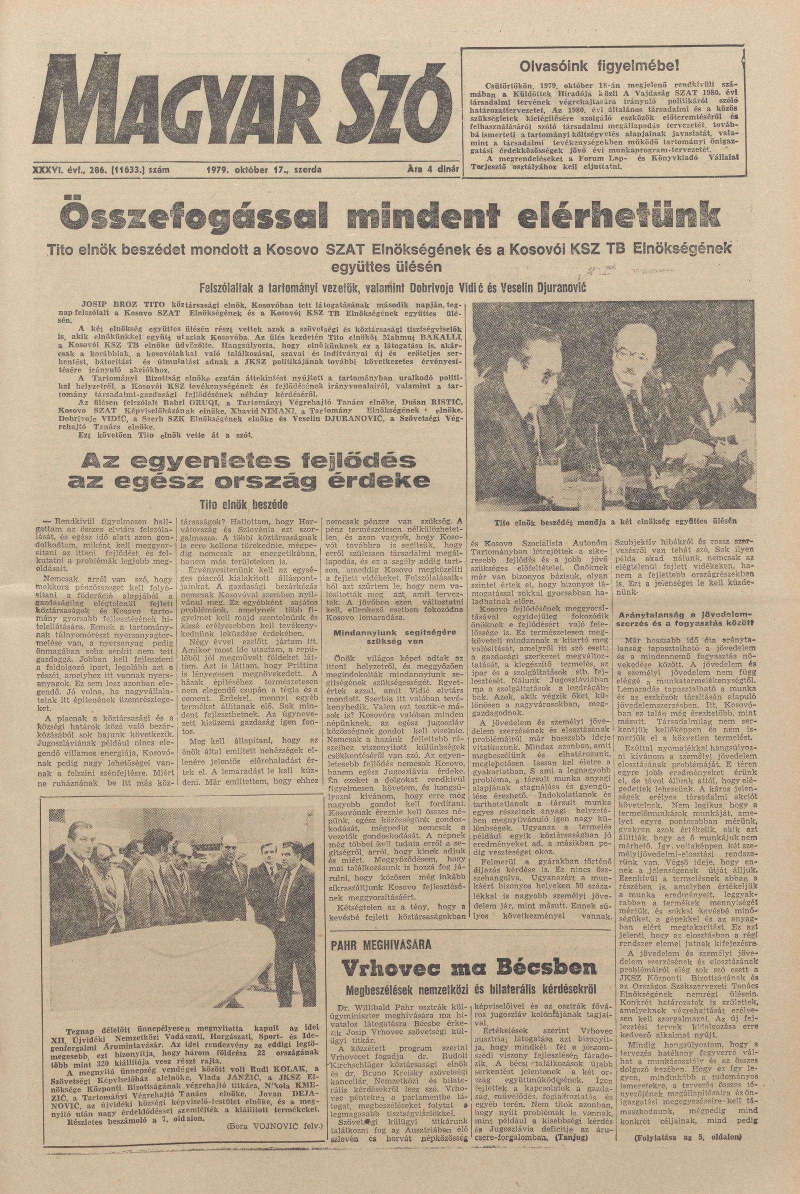 Magyar Szó, 36. évf. 1979. október 17. 286. sz. 1–24. oldal