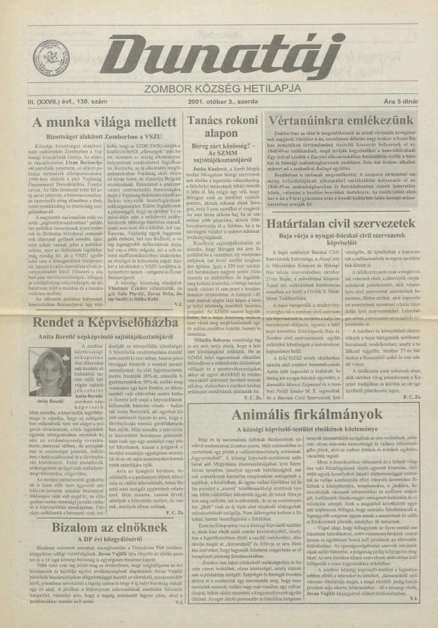 Dunatáj, 3. évf. 2001. október 3. 130. sz.
