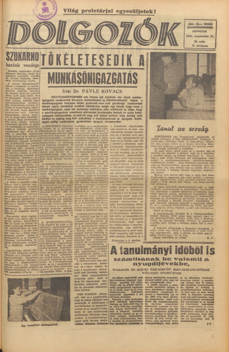 Dolgozók, 10. évf. 1956. szeptember 11. 38. sz.