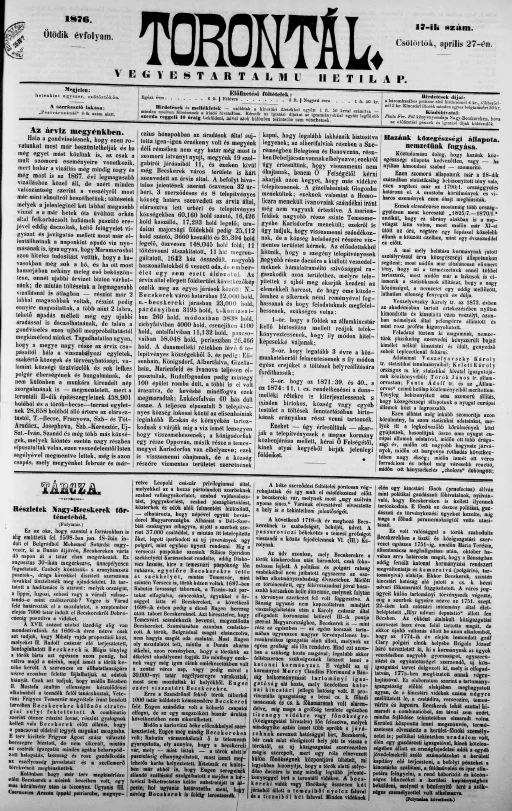 Torontál, 5. évf. 1876. április 27. 17. sz.