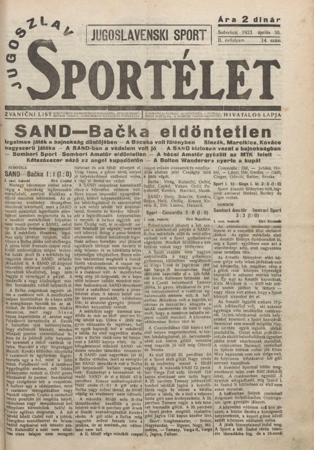 Jugoszláv sportélet, 2. évf. 1923. április 30. 14. sz.