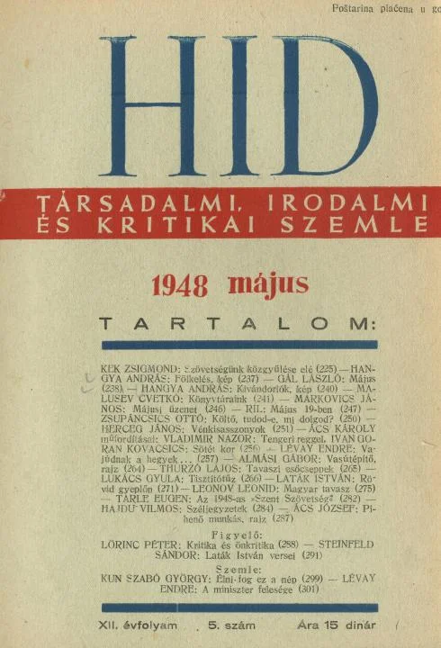 Híd, 12. évf. 1948. május. 5. sz. 225–304. oldal