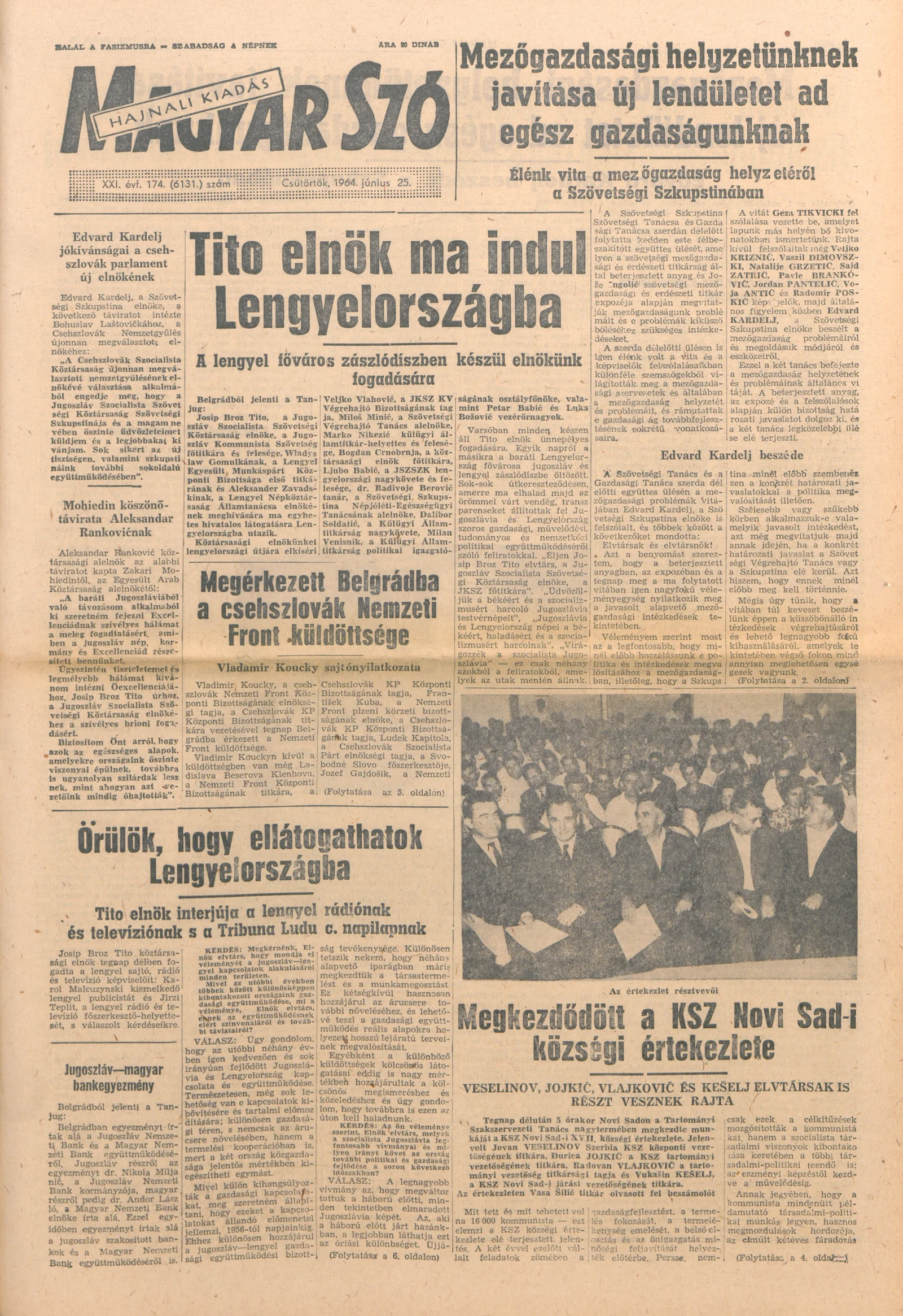 Magyar Szó, 21. évf. 1964. június 25. 174. sz. 1–16. oldal