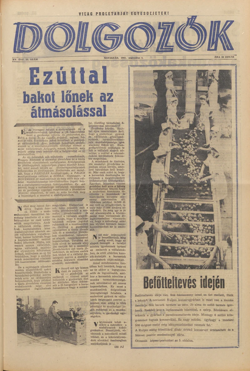 Dolgozók, 15. évf. 1961. augusztus 4. 32. sz.