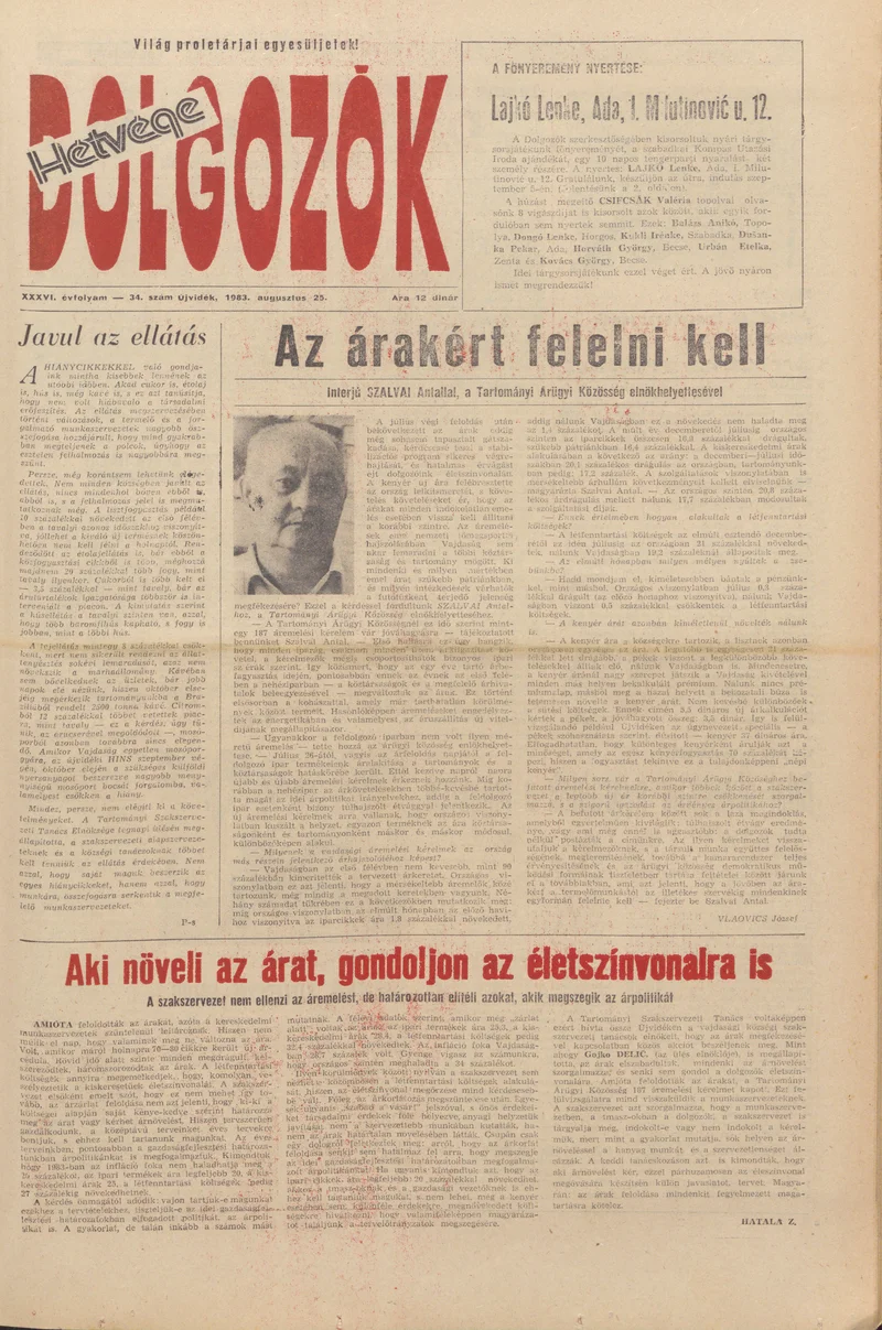 Dolgozók, 37. évf. 1983. augusztus 25. 34. sz.