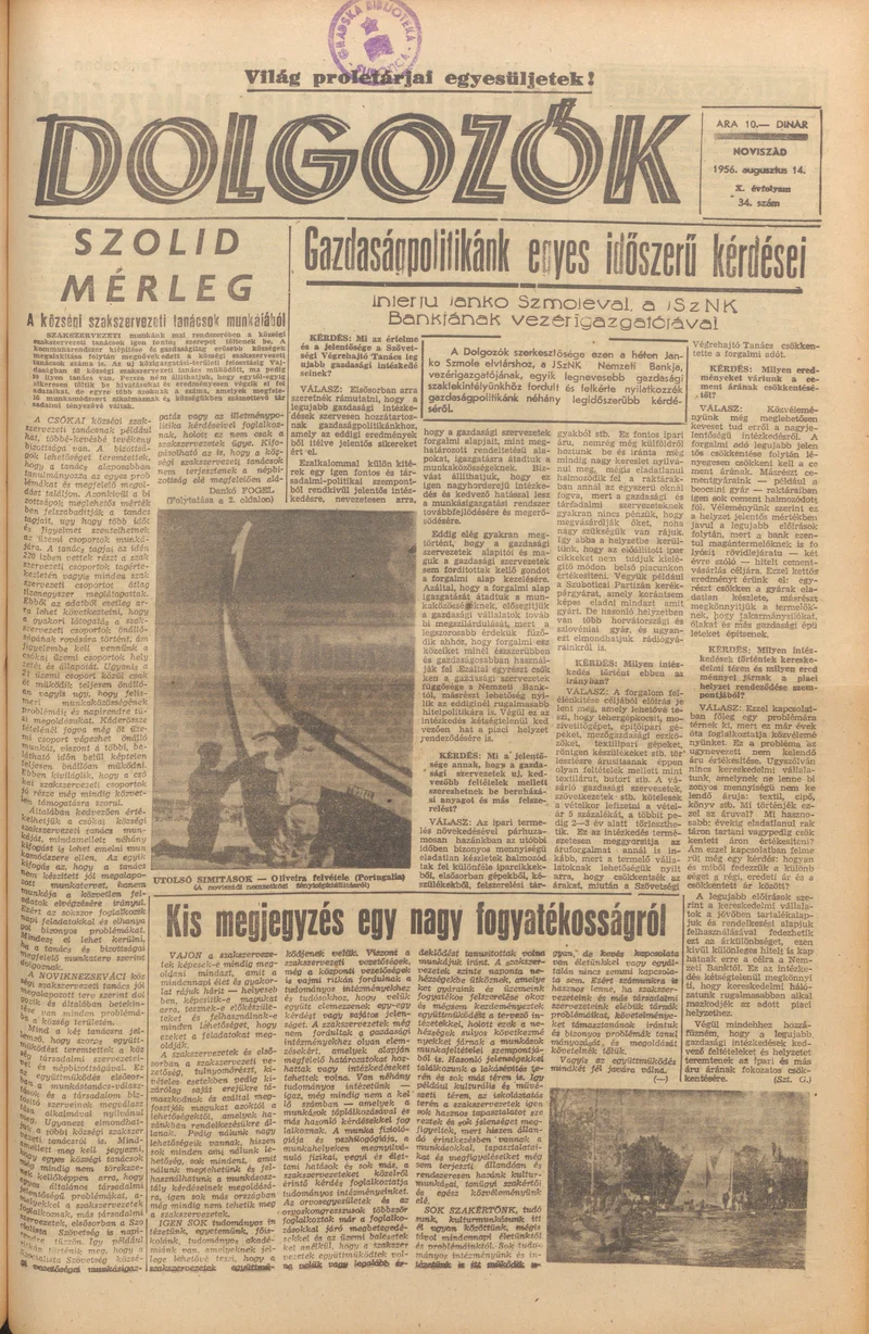 Dolgozók, 10. évf. 1956. augusztus 14. 34. sz.