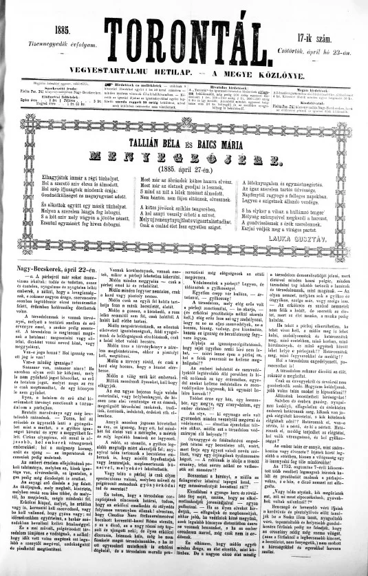 Torontál, 14. évf. 1885. április 23. 17. sz.